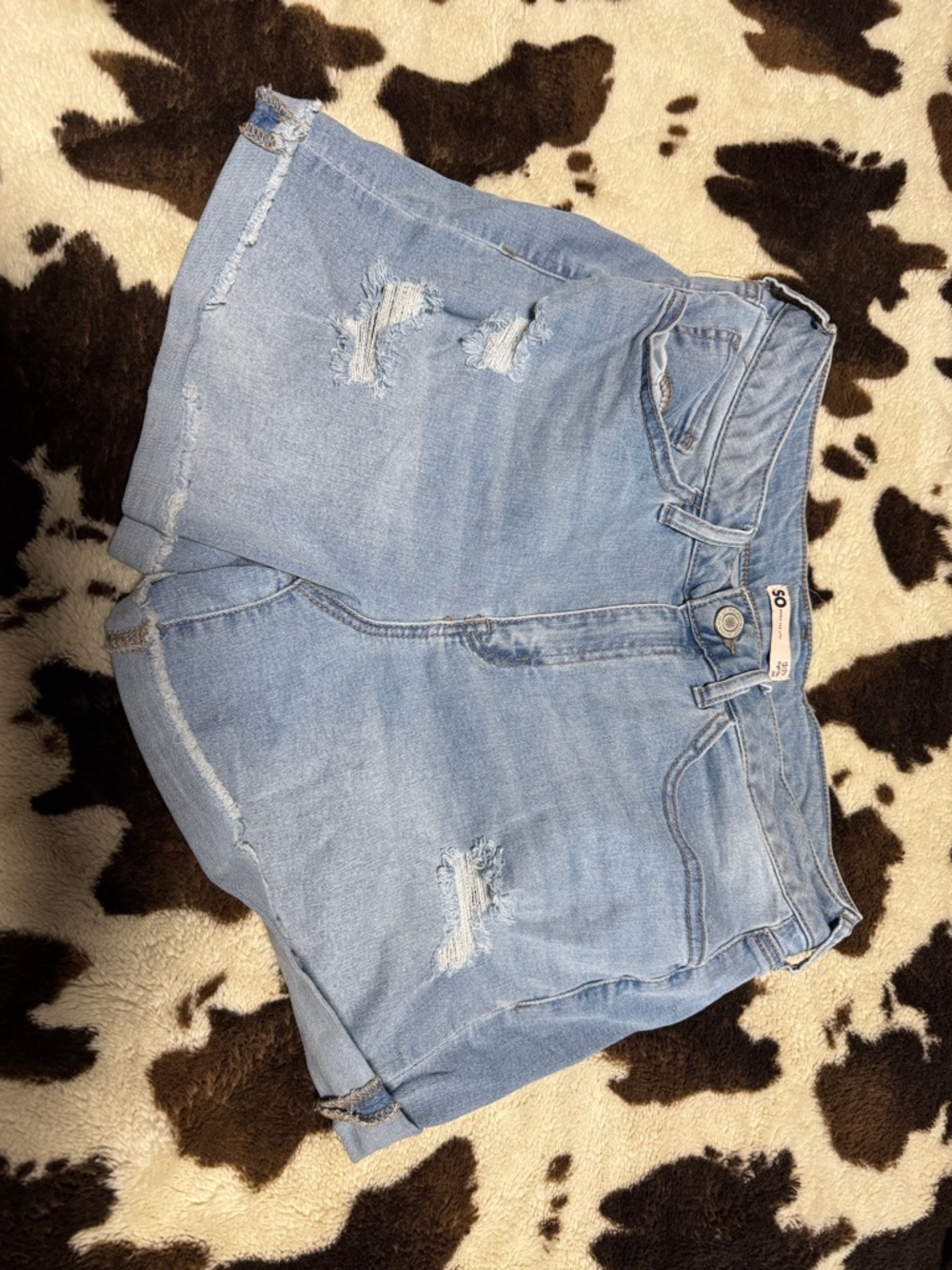 SO Light Blue Distressed Denim Jean Shorts
